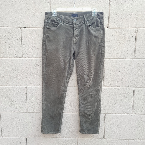 MOTHER | The Dropout Hopscotch Corduroy Cropped Pants in Olive Size 27 - Picture 2 of 13
